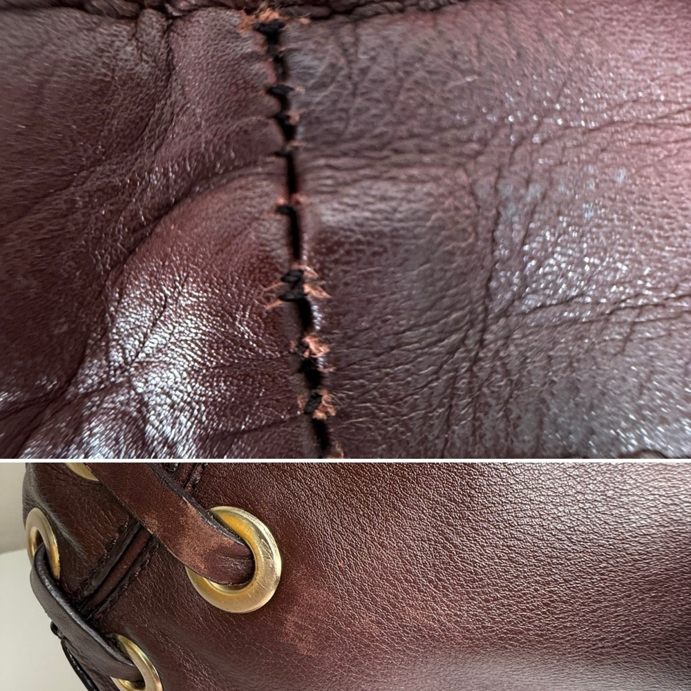 Michael Kors Astor Brown Leather Studded Grommet Tassel Hobo Shoulder Bag Y2K - Picture 9 of 12